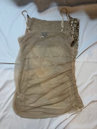 Image 4 of Vintage Bay gold sequin cowl neck micromesh cami, Size UK 14