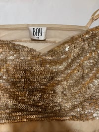 Image 5 of Vintage Bay gold sequin cowl neck micromesh cami, Size UK 14