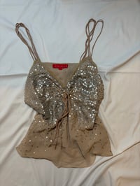 Image 3 of Vintage Aftershock silk sequin fairy cami, Size UK 12-14