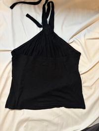 Image 4 of Vintage black halter neck silver cami top, Size UK 14