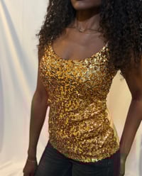 Image 1 of Gold micromesh party cami top, Size UK 8-10 