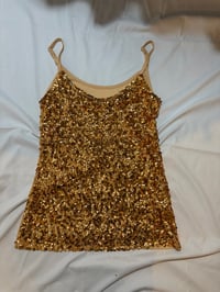 Image 2 of Gold micromesh party cami top, Size UK 8-10 