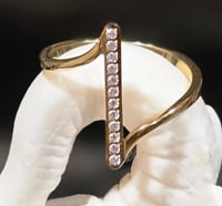 Image 3 of Pavé Minimalist Gold Bar Ring With Shimmering Crystals