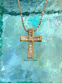 Image 1 of 18k solid gold diamond cross pendant