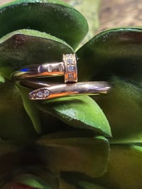 Image 1 of Designer Inspired Nail Ring Rose Gold With Encrusted stone