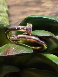 Image 2 of Designer Inspired Nail Ring Rose Gold With Encrusted stone