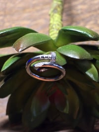 Image 2 of Designer Inspired Silver Nail Ring With Encrusted stone