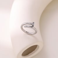 Image 1 of Designer Inspired Silver Nail Ring With Encrusted stone