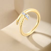 Image 2 of Designer Inspired Gold Nail Ring With Encrusted stone 