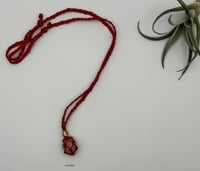 Image 1 of Macrame Necklace - Beaded Crimson