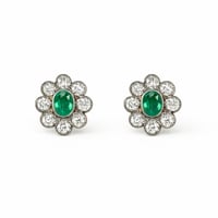 Image 1 of Emerald Halo Stud Earring