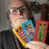 Image 2 of Kevin Seconds - Tiny Free Verse Owls / 3-Piece Micro Art Set & Zine Series, Vol. 2 / #1 of 65 