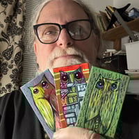 Image 2 of Kevin Seconds - Tiny Free Verse Owls / 3-Piece Micro Art Set & Zine Series, Vol. 2 / #2 of 65 