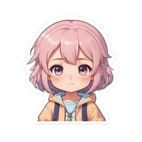 Image 1 of Chibi Sad Girl Sticker — Cute Anime Laptop Decal