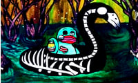 Image 3 of Swamp Zombie Ducky 16 x 20 Art Canvas 
