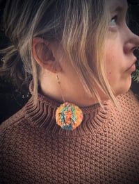 Image 3 of pom pom earrings - neon multicolor