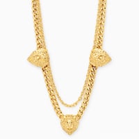Lion Link Necklace Set - Gold-Tone