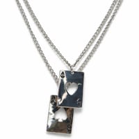 Playing Card 2 Piece Layered Pendant Necklace Set - Silver-Tone