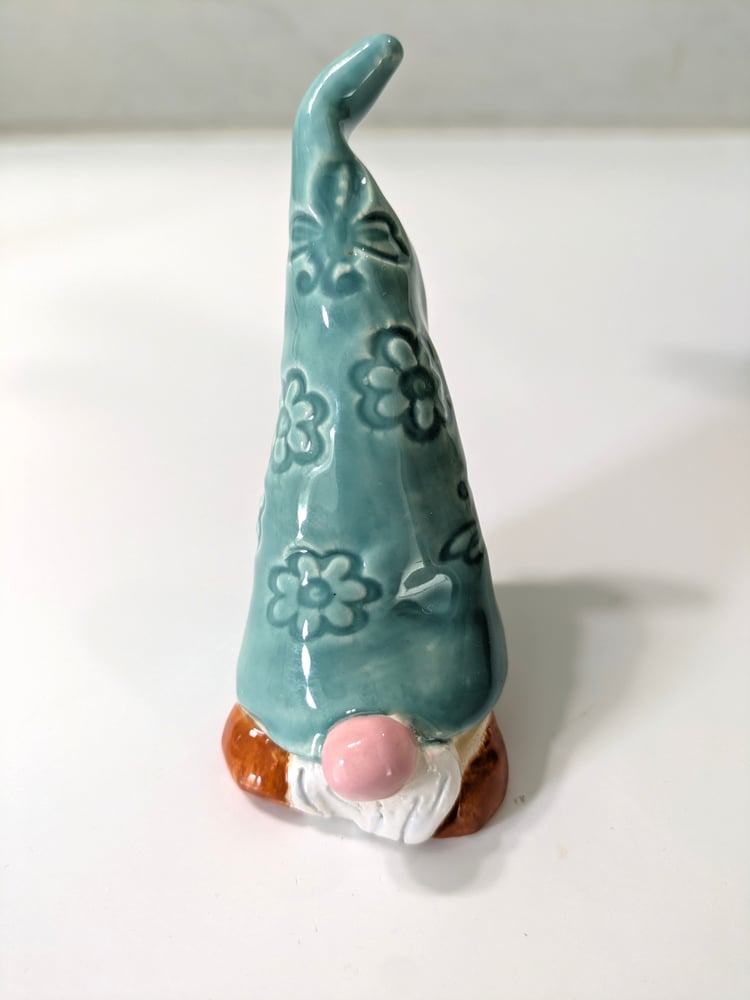 Image of Handmade Green with Flowers Embossed Gnome 