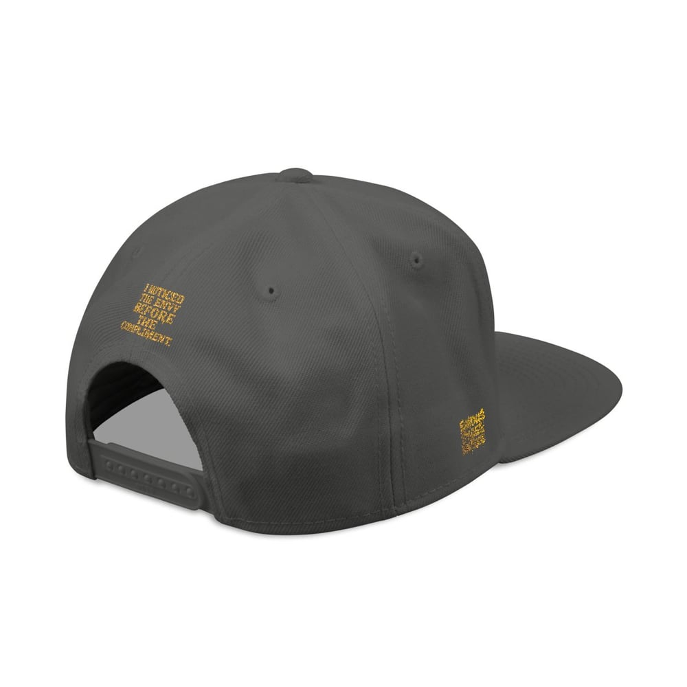 Image of Embroidered Snapback Hat — Gold Foil 'I See You' Vertical Accent