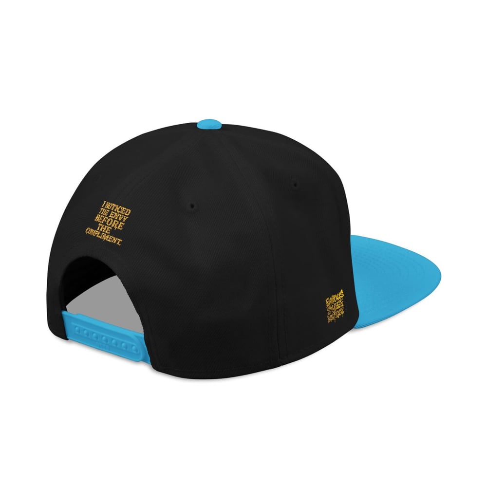 Image of Embroidered Snapback Hat — Gold Foil 'I See You' Vertical Accent