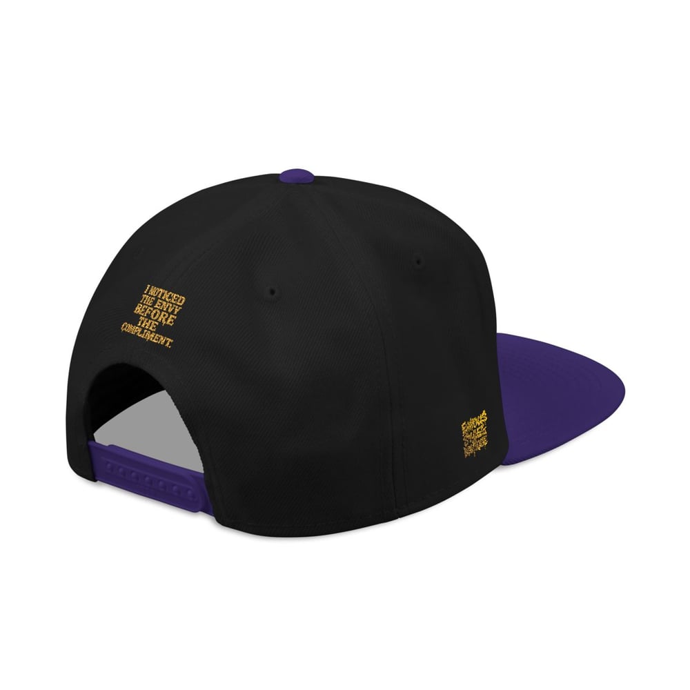 Image of Embroidered Snapback Hat — Gold Foil 'I See You' Vertical Accent