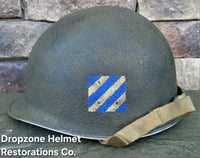 Image 2 of WWII 3rd Infantry Division. M-1 fixed bale type Helmet.