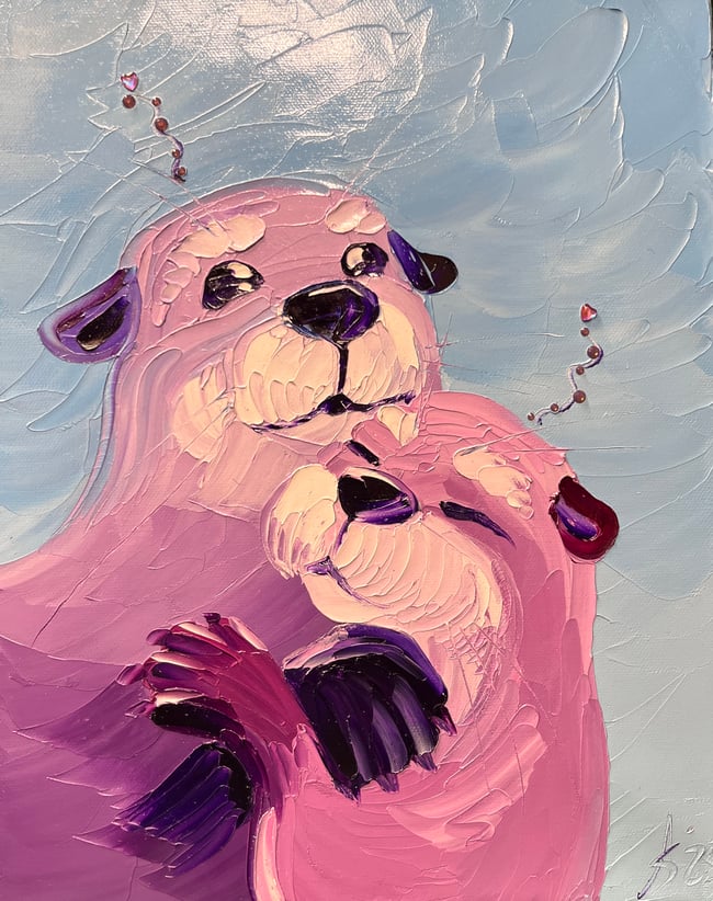 “Otterly in Love with You” - 11”x14” oil on canvas ready to ship TODAY! 