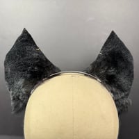 Image 2 of Red and Black Bat Ears with Piercings Headband