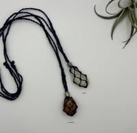 Image 1 of Macrame Necklace - Beaded Navy