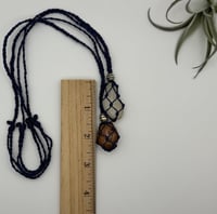 Image 2 of Macrame Necklace - Beaded Navy