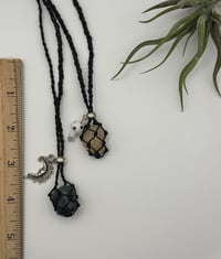 Image 2 of Macrame Crystal Necklace - Charmed Black
