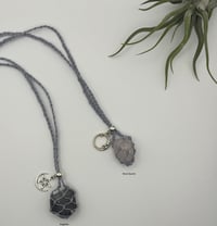 Image 1 of Macrame Crystal Necklace - Charmed Blue Grey