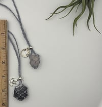 Image 2 of Macrame Crystal Necklace - Charmed Blue Grey