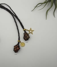 Image 1 of Macrame Crystal Necklace - Charmed Brown