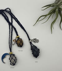 Image 1 of Macrame Crystal Necklace - Charmed Navy