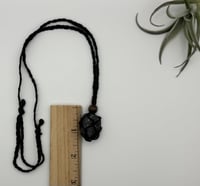 Image 2 of Macrame Crystal Necklace with Wood Bead - Black