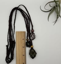 Image 2 of Macrame Crystal Necklace with Wood Bead - Brown