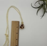Image 2 of Macrame Crystal Necklace with Wood Bead - Cream