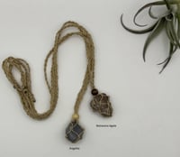 Image 1 of Macrame Crystal Necklace with Wood Bead - Khaki