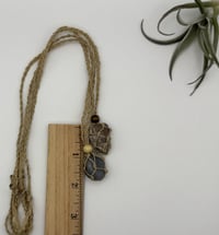 Image 2 of Macrame Crystal Necklace with Wood Bead - Khaki