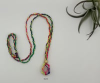 Image 1 of Macrame Crystal Necklace with Wood Bead - Neon Rainbow