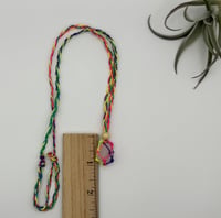 Image 2 of Macrame Crystal Necklace with Wood Bead - Neon Rainbow