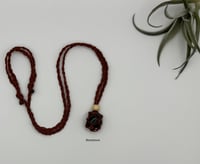 Image 1 of Macrame Crystal Necklace with Wood Bead - Rust