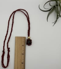 Image 2 of Macrame Crystal Necklace with Wood Bead - Rust