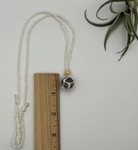 Image 2 of Macrame Crystal Necklace with Wood Bead - White