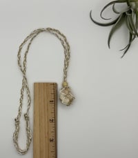 Image 2 of Macrame Crystal Necklace with Wood Bead - White/Khaki