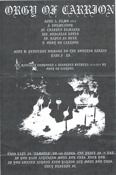 Orgy Of Carrion - Demo 2014 / Perverse Homage To The Rotting Divine TAPE