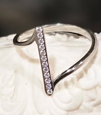 Image 1 of Pavé Minimalist Silver Bar Ring With Shimmering Crystals 1