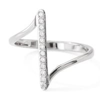 Image 2 of Pavé Minimalist Silver Bar Ring With Shimmering Crystals 1
